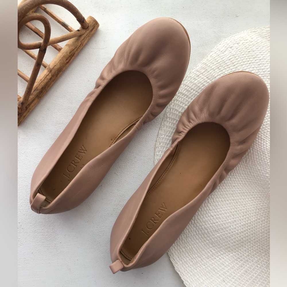 J.Crew beige/tan/nude ballet style flat - 100% leather in good condition- shown